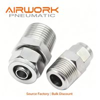 Raccord de compression droit mâle en acier inoxydable poli SS304 1/8 NPT BSPT 6mm, connecteur à ferule haute pression pour air et huile