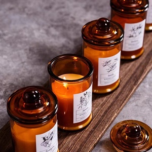 Velas Aromáticas de Cera de Soja Color Ámbar de Lujo al por Mayor, sin Humo, en Frascos de Vidrio, para Regalos de Cumpleaños, Decoración del Hogar, Estilo <span class=keywords><strong>Yankee</strong></span> <span class=keywords><strong>Candle</strong></span> - Product Image 4