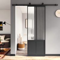 Porte de grange coulissante en aluminium et MDF au design moderne pour porte intérieure de maison moderne avec sablage
