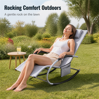 Chaise longue d'extérieur en forme de U, chaise à bascule au style moderne minimaliste avec structure métallique pour patio, balcon, plage, maison d'hôtes, loisirs