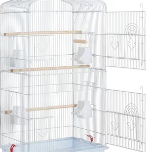 Jaula grande de acero para <span class=keywords><strong>aviario</strong></span>, <span class=keywords><strong>loros</strong></span> y jaula para mascotas con techo y cuenco de comida, jaula grande para cría de pájaros y <span class=keywords><strong>loros</strong></span>, venta al por mayor - Product Image 3