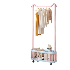 Clothes <b>Rack</b> Floor Standing Portable Storage <b>Shelf</b> For Bedroom Living Room Minimalist Design With Wheels - Product Image 5