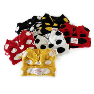 Bonnet tricoté à pois colorés avec oreilles de <span class=keywords><strong>chat</strong></span>, en acrylique doux et extensible, chaud et mignon, pour le quotidien et le style urbain – Fabricant de bonnets - Product Image 1