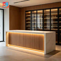 Comptoir de bar à café LED en bois, meuble bar à vin, comptoir de service