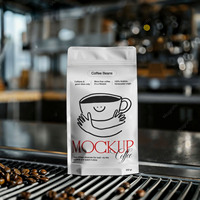 Sacs d'emballage pour café avec logo personnalisé imprimé, sacs en papier kraft avec valve, fermeture à glissière, fond plat, pour grains de café, 100g 500g