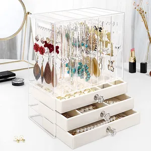 Organizzatore di gioielli in acrilico trasparente cassetto in velluto appeso supporto per gioielli per collana orecchini anello braccialetto Display di stoccaggio