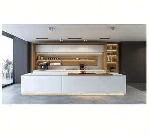 Gabinetes de cocina modulares de madera maciza de lujo modernos italianos con diseño impermeable hecho en China - Product Image 5