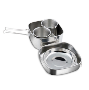 DFQD4 Juego de Picnic de Acero Inoxidable 304 con Asa Plegable, Lonchera Bento de Doble Capa para Campamento y Picnic al Aire Libre - Product Image 1