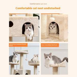 Extra Large Cat <b>Tower</b> with Scratcher Toys <b>Play</b> Hide Climb Activity Furnish Made of Plush Paper Particle Board for Kitty Condo - Product Image 5