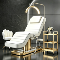 Lit de massage électrique multifonctionnel moderne doré à 4 moteurs pour salon de beauté, table de soin cosmétique, chaise de spa facial et lit pour extensions de cils