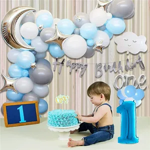 Набор украшений для 1-го дня рождения мальчика QAKGL, 80 шт., набор воздушных шаров для детского дня рождения, украшение для вечеринки, воздушный шар для маленьких мальчиков