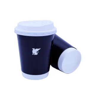 Personalizzato nero caffè tazze tazze con cover_paper takeaway_cardboard tazze con coperchio