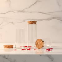 Vente en gros de pots en verre ronds transparents de 20 ml, 30 ml, 50 ml, mini pots pour le miel, les épices, les bonbons, de qualité alimentaire, imprimés en sérigraphie, avec bouchon à vis et couvercle en liège