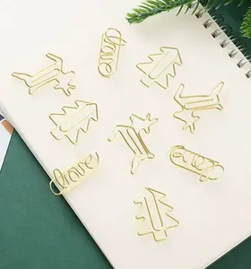 2024 크리스마스 문구 산타 종이 클립 사무실 창조적 인 문구 제조 업체 도매 종이 클립 금속 날개 클립