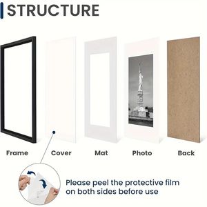 <span class=keywords><strong>Cadre</strong></span> photo mural rectangulaire moderne brun rustique, <span class=keywords><strong>verre</strong></span> haute définition, affichage de bureau, cadres en bois - Product Image 3