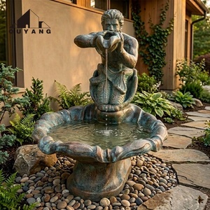Fuente de Agua Decorativa de Bronce Antiguo con Diseño de Tritón y Sirena, Estilo Mitología <span class=keywords><strong>Griega</strong></span> Clásica, para Villas y Hoteles, Marca QUYANG - Product Image 1