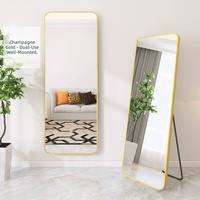 Miroir sur pied moderne pleine longueur en verre HD avec cadre métallique, mobile et mural pour chambre à coucher, taille standard, directement de l'usine
