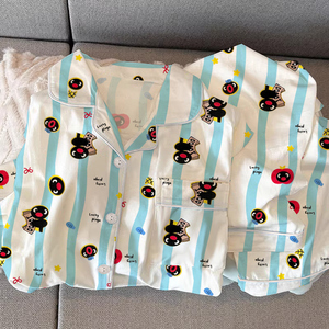 Pijamas <span class=keywords><strong>de</strong></span> dibujos animados <span class=keywords><strong>de</strong></span> <span class=keywords><strong>pingüino</strong></span> a rayas Top y pantalones <span class=keywords><strong>de</strong></span> manga larga para <span class=keywords><strong>mujer</strong></span> Homewear Conjunto <span class=keywords><strong>de</strong></span> dos piezas al por mayor - Product Image 2