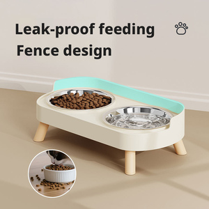 Ensemble de gamelles surélevées 2-en-1 en acier inoxydable écologique pour animaux de compagnie, double mangeoire antidérapante pour chats et chiens, avec support surélevé pour une alimentation lente - Product Image 2