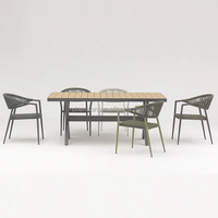 Chaise de salle à manger de luxe moderne avec corde tissée chaise intérieure et extérieure avec cadre en aluminium pour patio de restaurant