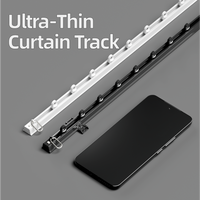 Rail de rideau en alliage d'aluminium ultra-fin personnalisé, fixation adhésive ou à vis, rouleau en aluminium silencieux, design minimaliste, écologique
