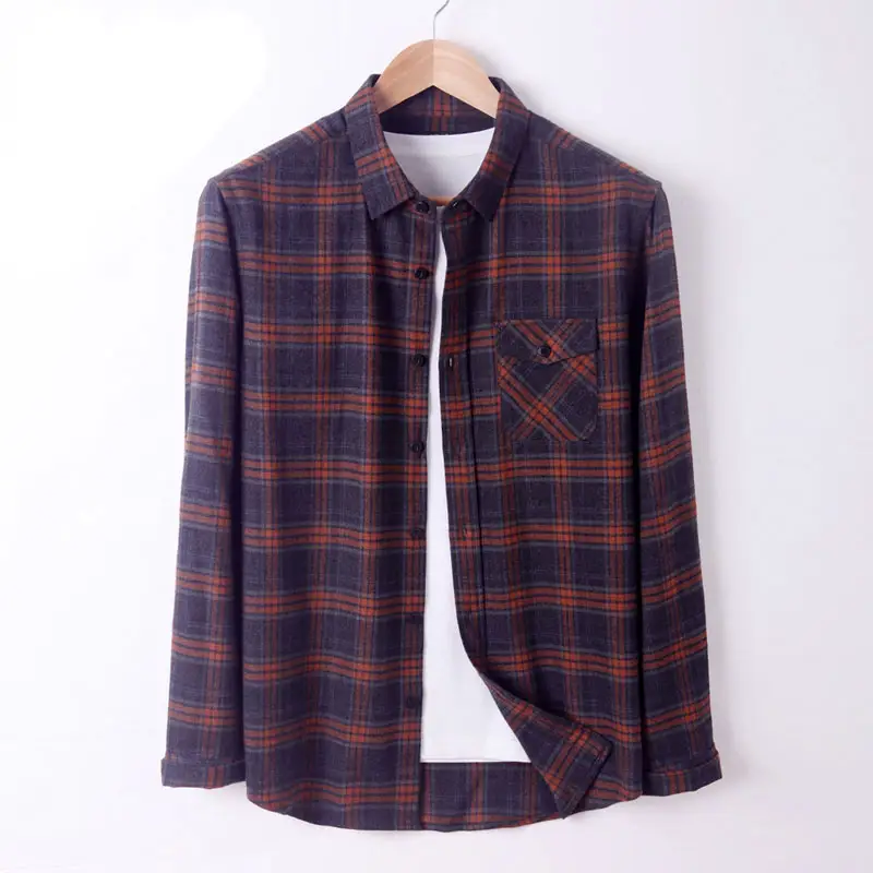 Wholesale Cotton European Style Mens Casual Shirt Oversized High Quality Men's Business Long Sleeve Flannel Shirt for Men