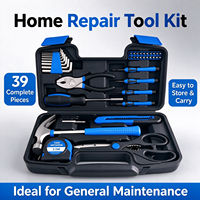 Ergonomic 39pc Household Hand Tool Kit Multi Purpose Hardware Mechanics Set with Claw Hammer for Daily House Repairs