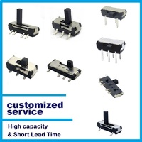 Interrupteur à glissière miniature 13,0*3,5 mm avec fixation par trou DPDT 2P3T 4+4 broches marche/arrêt