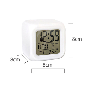 <b>LED</b> Digital Alarm <b>Clock</b> Modern Multi-Color Cube Snooze Function Temperature Monitor Battery Powered Desktop Ramadan 6619 Digital - Product Image 3