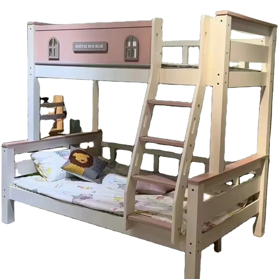 Novo modelo de cama de madeira maciça fofa para crianças, beliche, mobília de quarto infantil