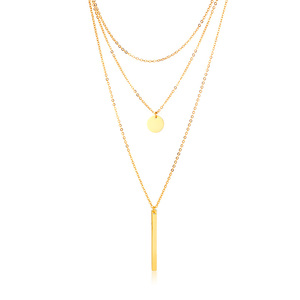 unicornio de plata COLLAR COLGANTE chapado en oro doble Multi-capa de cadena de enlace de Luna collar de acero inoxidable - Product Image 1