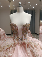 Mily Bridal MHL665 Puffy Sans Manches Grand Dos Arc Perlé Corset Rose Quinceanera Robes De Bal Robes