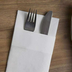 Vente flash 40*40cm 1 plis <span class=keywords><strong>Serviettes</strong></span> en <span class=keywords><strong>papier</strong></span> jetables <span class=keywords><strong>pré</strong></span>-<span class=keywords><strong>pliées</strong></span> blanches avec poche intégrée écologiques pour dîner, fête, mariage, événements - Product Image 1