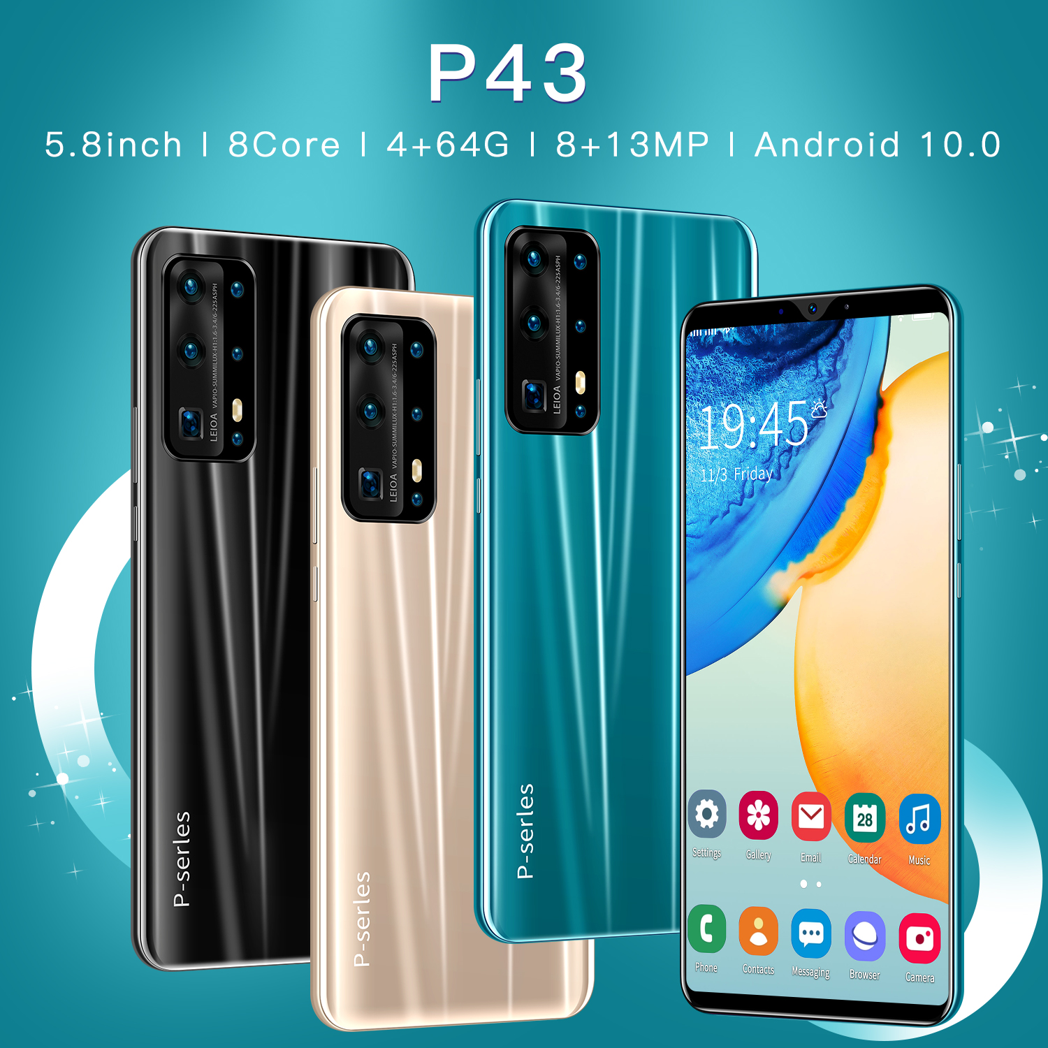 P43 4GB+64GB 8MP+13MP 5.8 Inch 4G Low Price Mobile Phones Cheapest 4G