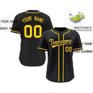 Maillot de baseball authentique personnalisé noir et jaune style classique tendance - Product Image 2