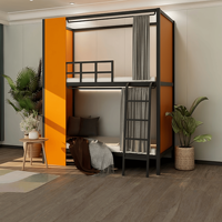 Lit superposé modulaire moderne personnalisé avec rideau d'intimité, lit mezzanine en acier pour 2 personnes, pour hôtel/auberge, taille et couleur personnalisées
