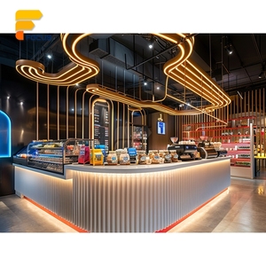 Vetrina Espositiva per Pasticceria in Legno e Vetro, Bancone di Servizio per Caffetteria Premium, Layout per Esposizione Dessert - Product Image 2