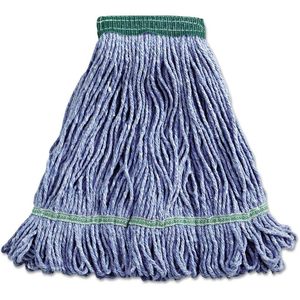 Têtes de balai serpillère Boardwalk BWK502BLEA bleues de 5 pouces, taille moyenne, en coton/fibre synthétique, avec bande de fixation Super Loop - Product Image 5