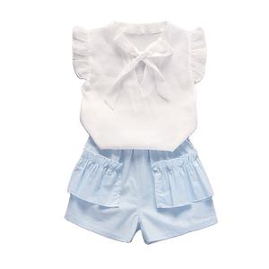 Fabricante Chino de Ropa para Niños Cotto Baba, Conjuntos de Camisas para Bebés, Trajes de Pantalones Cortos de Mezclilla para Niñas con Tops - Product Image 1