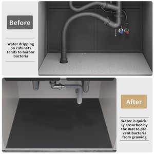 แผ่นรองอ่างล้างจานดินไดอะตอมมิคแบบมินิมอล รูปทรงสี่เหลี่ยมผืนผ้า ป้องกันคราบสกปรก กันน้ำมัน ตัดได้ ป้องกันความชื้นในตู้ ใช้ได้ทั้งห้องน้ำและห้องครัว - Product Image 4