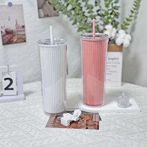 卸売夏新しいインターネット有名人ストレート大容量カップ垂直ストライププラスチックストロードリンクウェア外国貿易 - Product Image 3