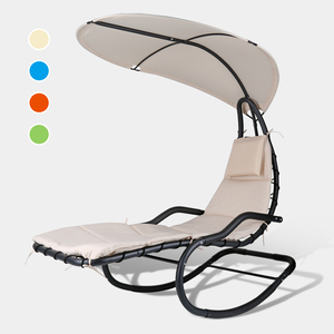 Chaise longue à balancier en acier pour l'extérieur Chaise longue suspendue à baldaquin amovible Balançoires de patio Chaise longue suspendue avec support - Product Image 1