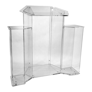 Soporte de púlpito de iglesia de acrílico grande de podio real de acrílico transparente personalizado para presentaciones y conferencias - Product Image 3