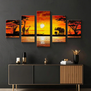 Cuadro Decorativo de Estilo Naturaleza Muerta, 5 Piezas, Impresión Digital en Lienzo de Paisaje Africano en Alta Definición para Decoración de Sala de Estar, Fondo de Sofá, Arte de Pared - Product Image 3