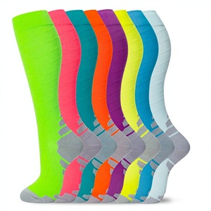 Sports <b>Compression</b> Stockings Striped Knitted Crew <b>Running</b> Summer Breathable Professional Long Calf Stockings - Product Image 3