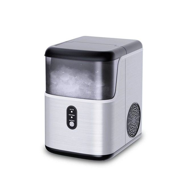 New Nugget Electric Ice Maker Machine Countertop Self-Cleaning Function 24Kg/Day Portable Outdoor Hotel Use 9 Cubes Ready Pellet