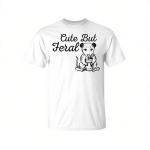 T-shirt con stampa di un opossum carino ma selvaggio, unisex, taglia media per adulti, bianco, design grafico - Product Image 2