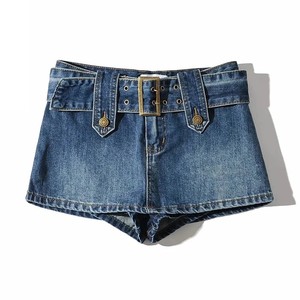 <span class=keywords><strong>Jean</strong></span> court bleu foncé pour femmes, taille basse, Sexy, mode, ceinture, Mini jupes, Shorts - Product Image 1