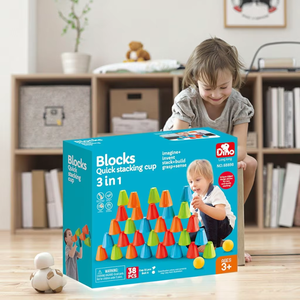 어린이용 <span class=keywords><strong>3</strong></span>-in-1 플라스틱 블록 빠른 쌓기 컵-38피스 교육용 장난감 - Product Image 5