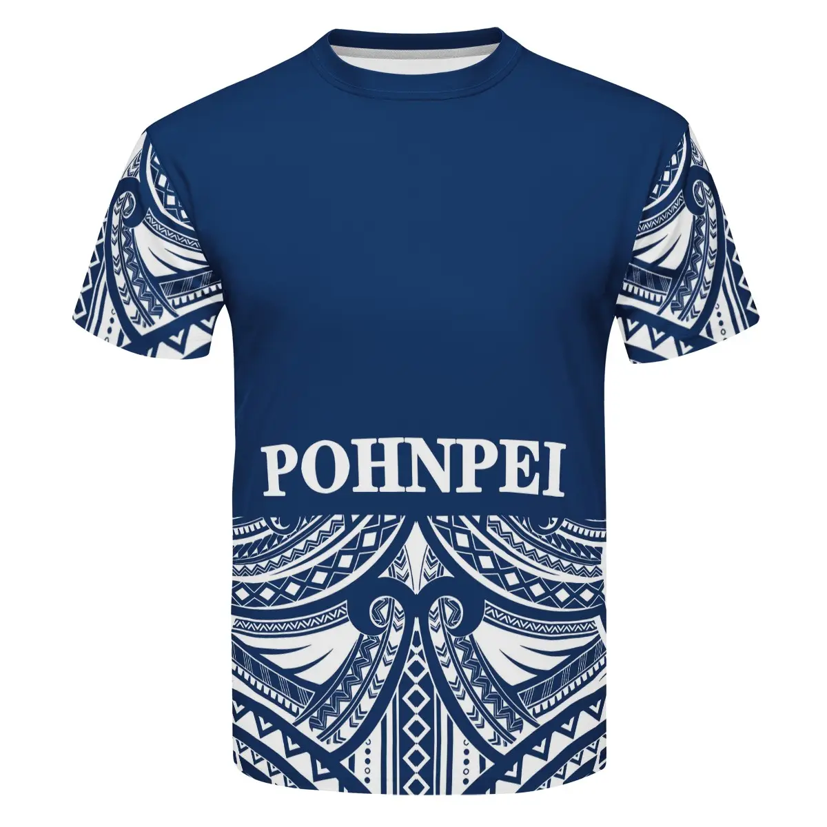 Wholesale High Quality Plain T-shirts Casual Micronesia pohnpei Custom Logo tee Blue Simple Polynesian Workout tShirt For Men